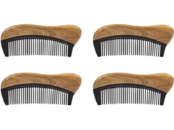 4 Peines De Madera Verde Natural - Antiestáticos, De Dientes Finos, De Cuerno De Búfalo Negro (madera Verde)