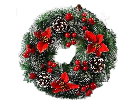 Corona de Navidad ZMDECQNA Idena Corona Led Cálido Función Temporizador Horas Funciona Decoración Adviento Luz Blanco (26x25x9cm)