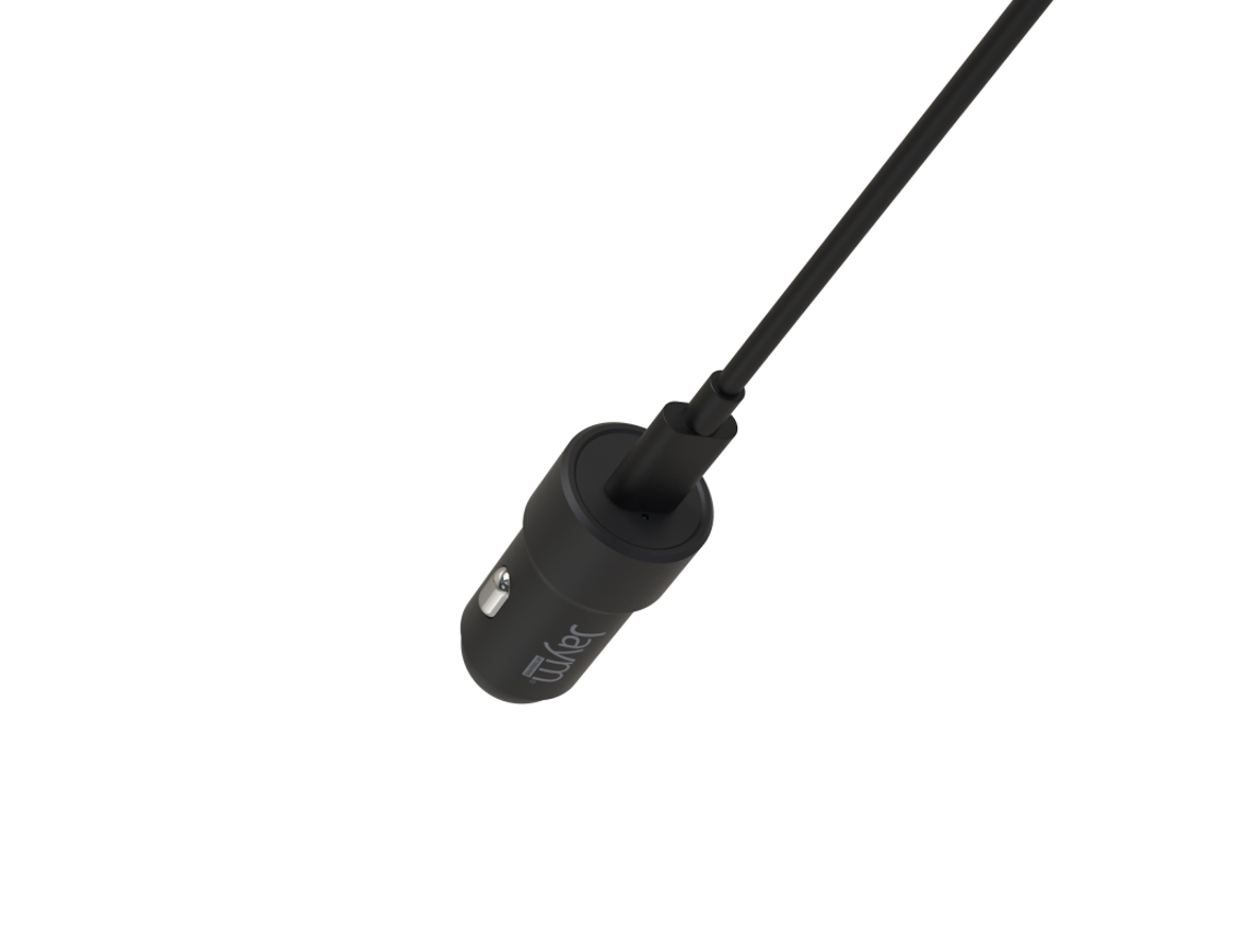 JAYM - Pack Cargador de coche rápido USB-C 20W PD + cable USB-C de 1 metro Compatible Lightning MFI Blanco