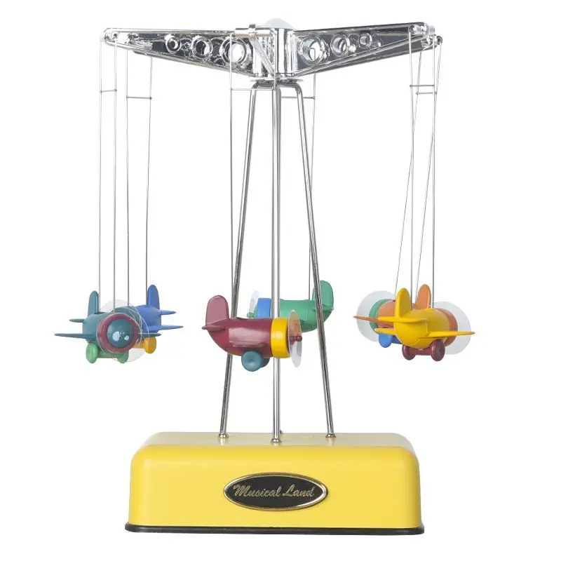Caja de música acrílica con forma de noria y avión MDUG (amarilla)