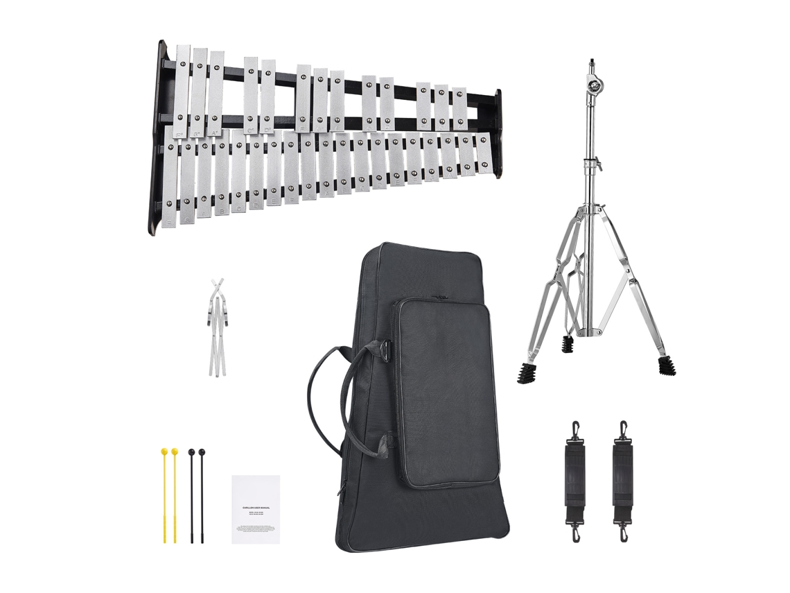 Succebuy Kit Glockenspiel de xilófono de 32 notas con mazos, baquetas y soporte