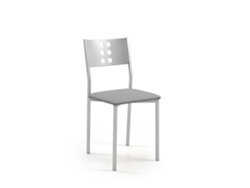 Cadeira de Cozinha de Alumínio Zamora 38x86x47cm Couro Sintético Prateado FANMUEBLES