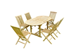 Conjunto de Jantar CONCEPT U Kajang (Marrón - Teca - 170x90x75 cm)