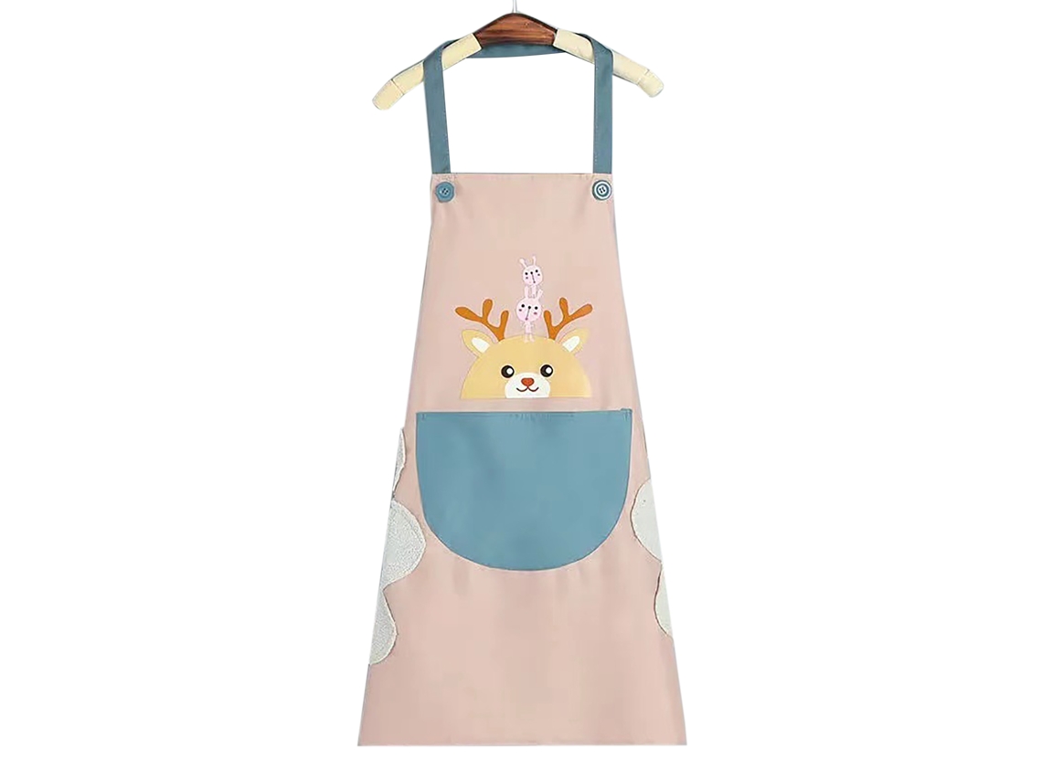 Delantal De Cocina Rosa Impermeable A Prueba De Aceite Con Bolsillo Para Secarse Manos Moderno Adorable Hogar