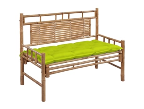 Banco de jardín con cojín bambú 120 cm MAISON EXCLUSIVE
