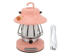 2026-linterna De Camping Retro Recargable Con Regulable Iluminación Y 3 Temperaturas De Color Rosa Portátil Luz De Emergencia