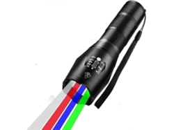 Linterna 4 en 1, 300 lúmenes, con zoom, modos de luz blanca, roja, verde y azul, para caza.