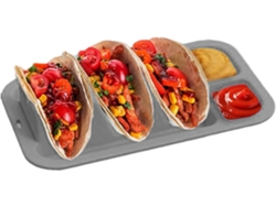 Bandeja de silicona para servir tacos con 3 compartimentos, reutilizable y antideslizante - Gokoco