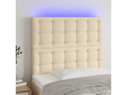 Cabecero Con Luces Led Tela Crema 100x5x118/128 Cm