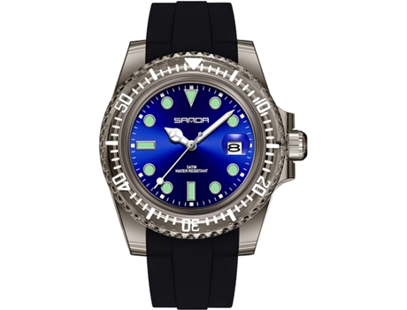 VEANXIN Relojes para Fecha Giratoria Reloj de Silicona Reloj de Pulsera Impermeable-azul negro