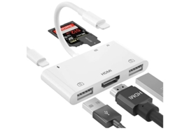 Adaptador Hdmi Para Iphone Hub Usb Hdmi Convertidor Av Digital Hdmi Lector De Tarjetas Sd Tf Hdmi 6 En 1 Para Iphone Blanco Yizhood