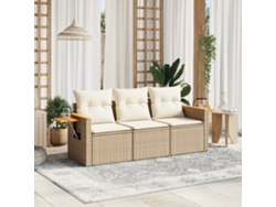 Conjunto de 3 sofás de jardín con cojines de mimbre beige de DKD Home Decor