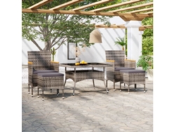 5 Pcs Conjunto Jantar P/ Jardim Vime Pe E Vidro Temperado Cinza Dkd Decoración Del Hogar