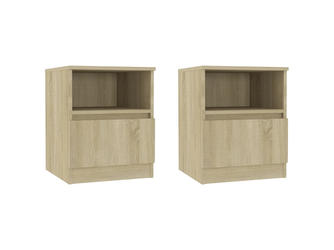 Juego de 2 mesitas de noche de madera Maison Exclusive, roble Sonoma