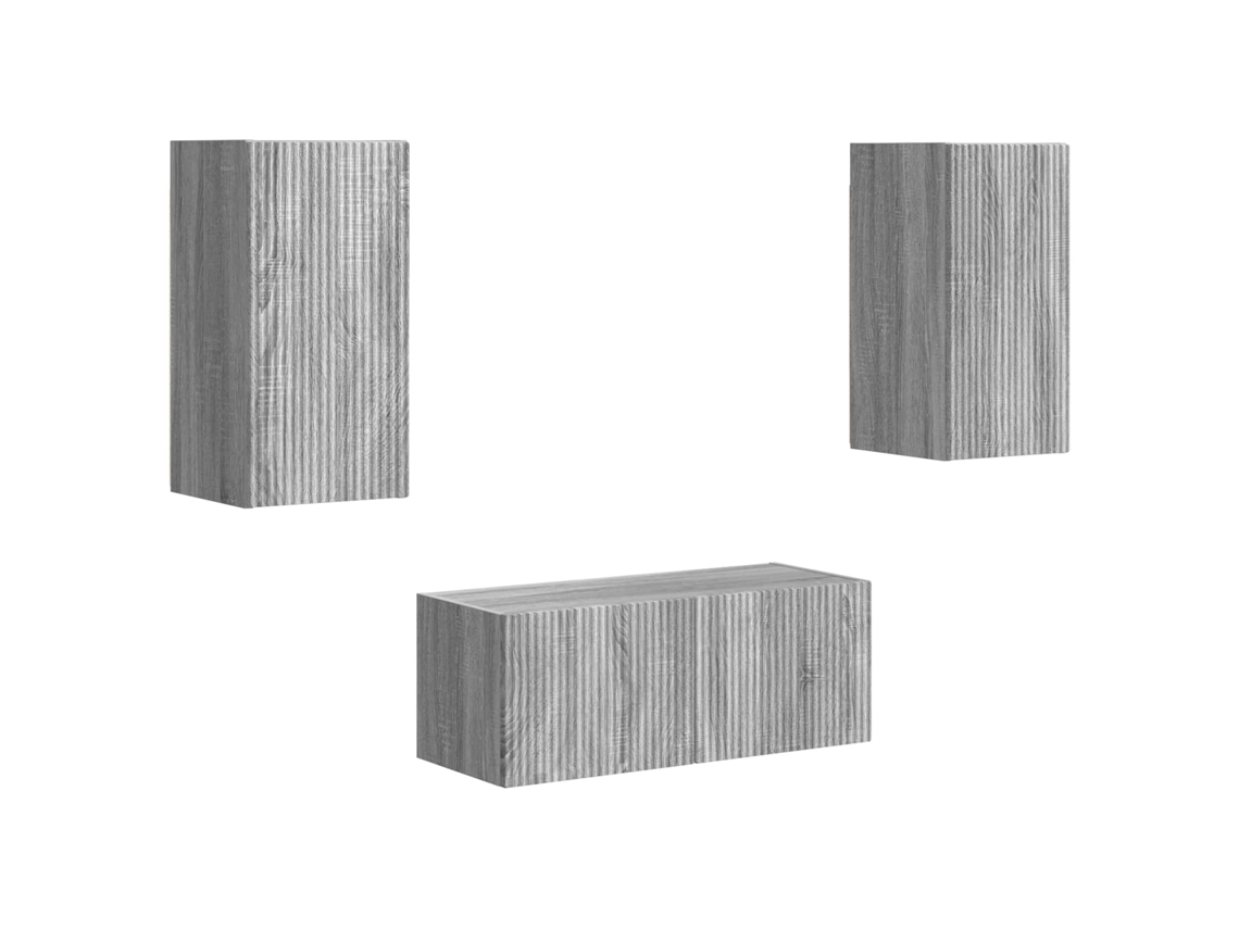 Conjunto de mueble para TV de 6 piezas, gris Sonoma, madera procesada, EXCLUSIVO DE LA CASA