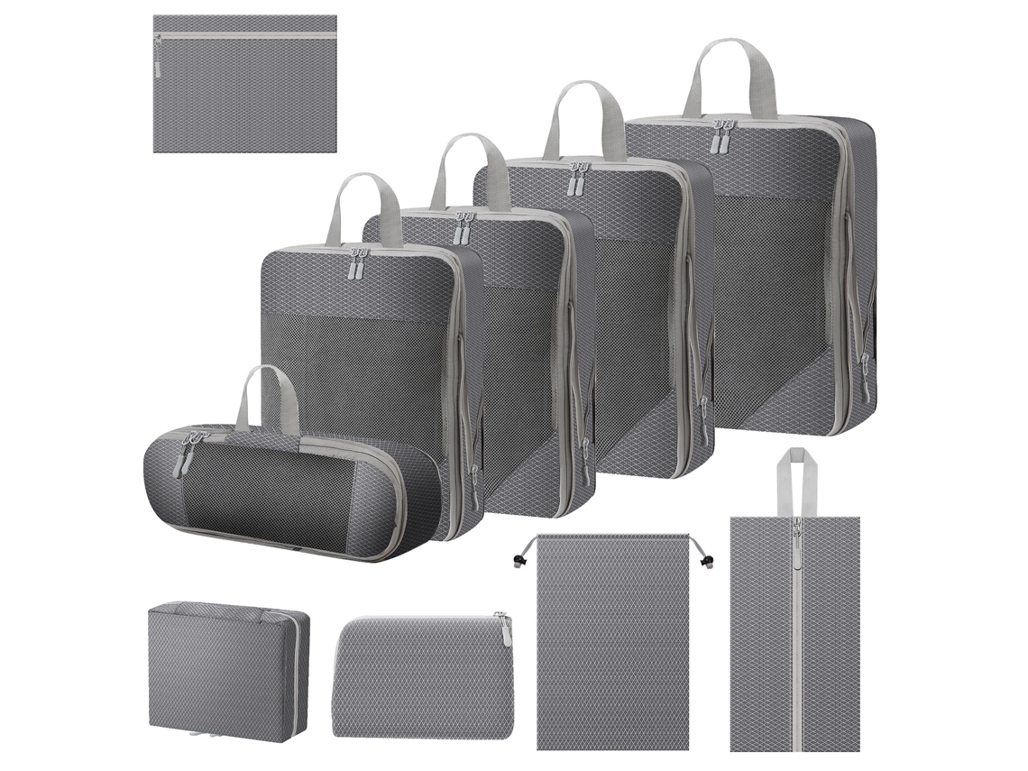 Juego De Organización Para Clasificar Ropa De 10 Piezas, Cubos De Embalaje Para Viajes Que Ahorran Espacio CHRUI Grey