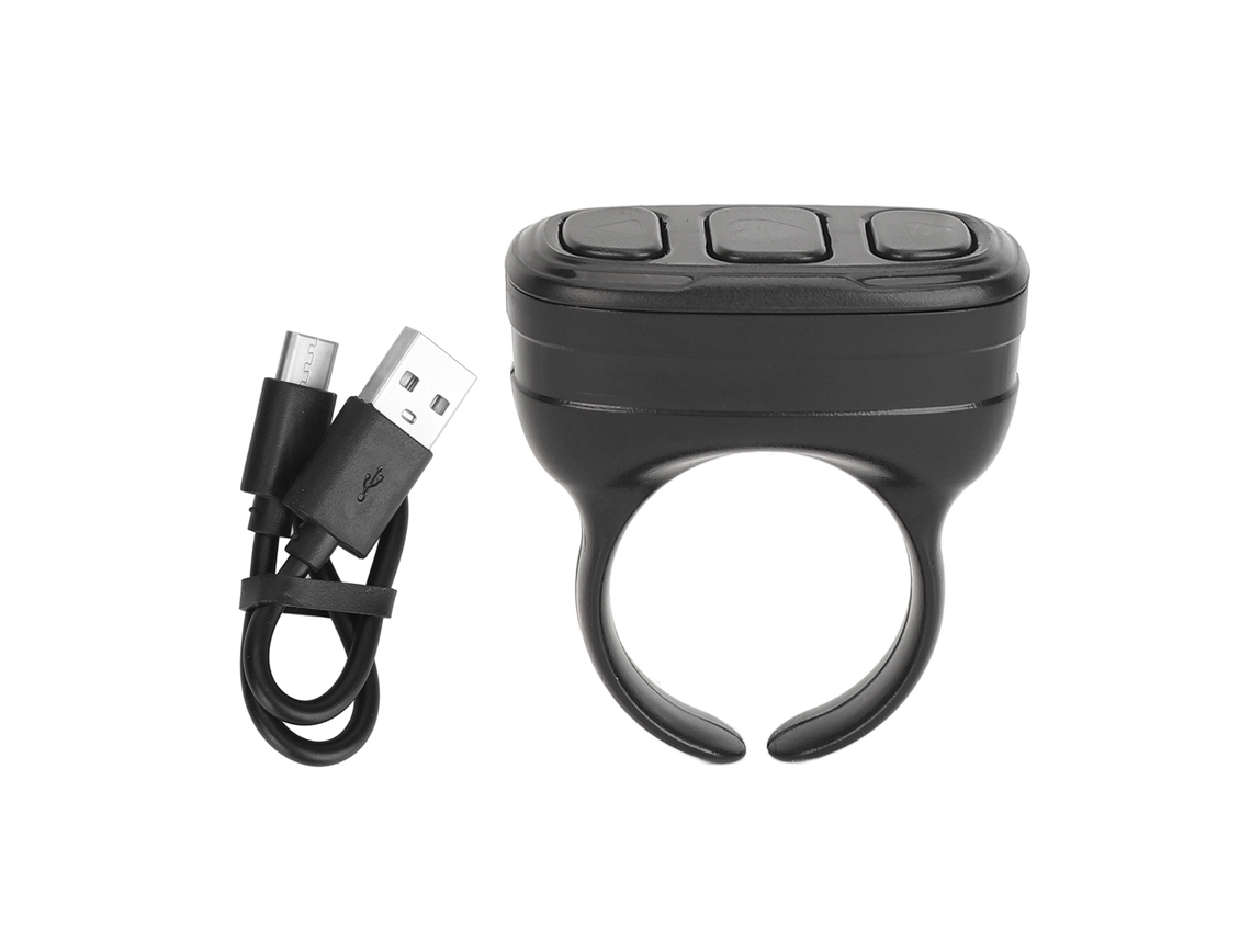 Control Remoto Bluetooth Anillo Giratorio Para Páginas App, Grabación Video, Selfie, Recargable Usb, Negro