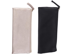 Estuche Minimalista De 2 Piezas De Piel Sintética Pu De Nuobesty Para Lápices, Bolígrafos Y Estuche De Maquillaje.
