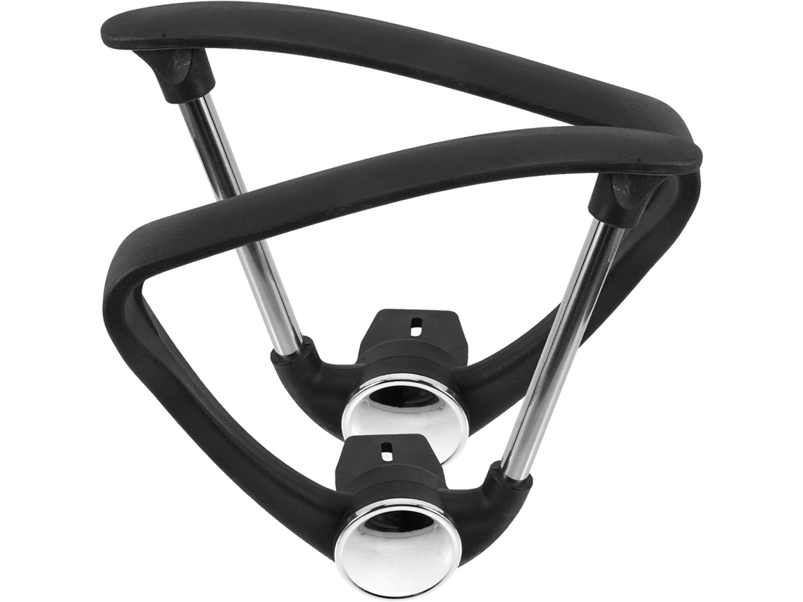 2 Cojines Reposabrazos De Plástico Negro Y Acero Inoxidable Para Silla De Oficina