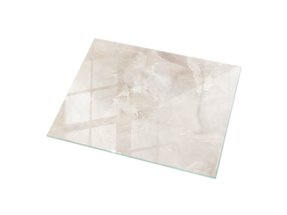 Cristal Para Mesa Rectangular Espelharte (120x80 Cm - Patrón De Textura De Mármol - Cremoso)