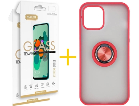 Carcasa + 2 Protectores de Pantalla para iPhone 12 Pro Max ACCETEL Rojo