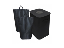Relaxdays Recipiente Para Coleta De Garrafas, 100 L, 2 Bolsas, Higiénico, Reciclável, Coletor De Garrafas Vazias, Preto
