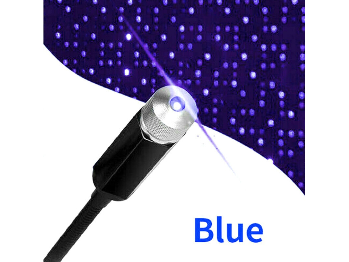 (Azul + Púrpura) Interior del automóvil Techo Usb Star Star Light Sky Lámpara de proyector Decoración Noche Luz Atmósfera SLD