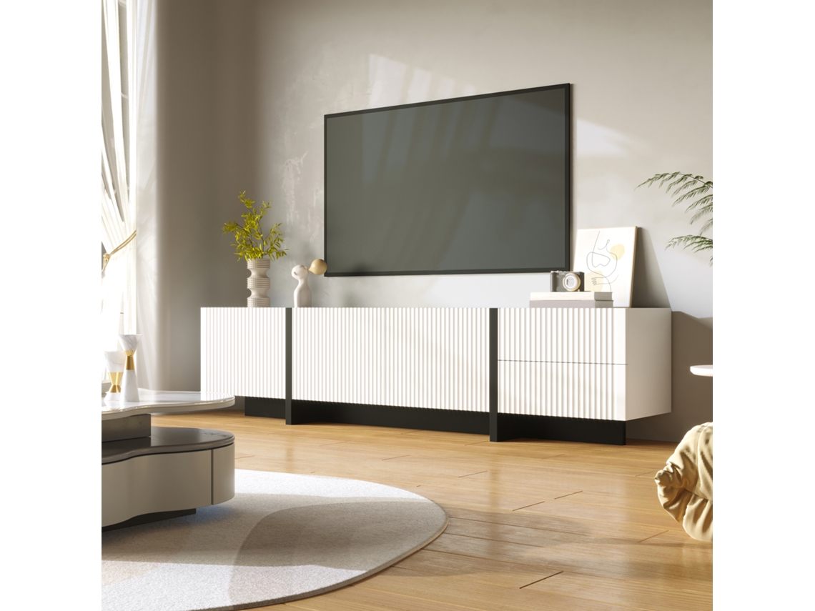 Mueble Tv 190cm 3 Puertas 2 Cajones Blanco Diseño Almacenamiento