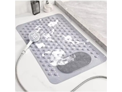 (gris) Almohadilla De Ducha Antideslizante, Masaje De Pies, Con Ventosa, Con Orificio De Drenaje, Lavable A Máquina