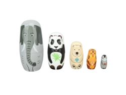 Muñecas rusas de madera Baok con animales, 5 capas, hechas a mano, adorables, regalo ideal para niños y niñas en sus cumpleaños.