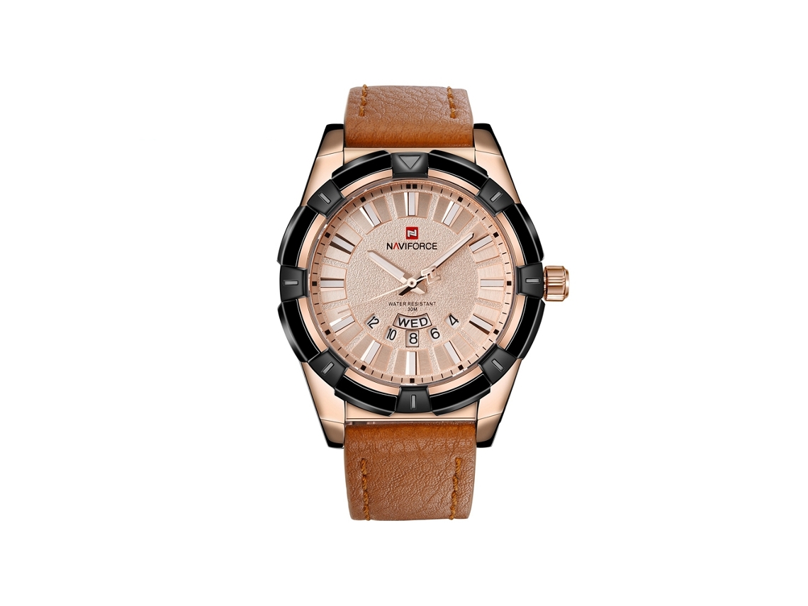Reloj De Pulsera Naviforce Para Hombre, De Cuarzo Y Resistente Al Agua, Con Correa De Pu (oro Rosa).