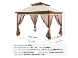 Cenador de patio elevable, altura regulable, cubierta OEM de 11,25 m².