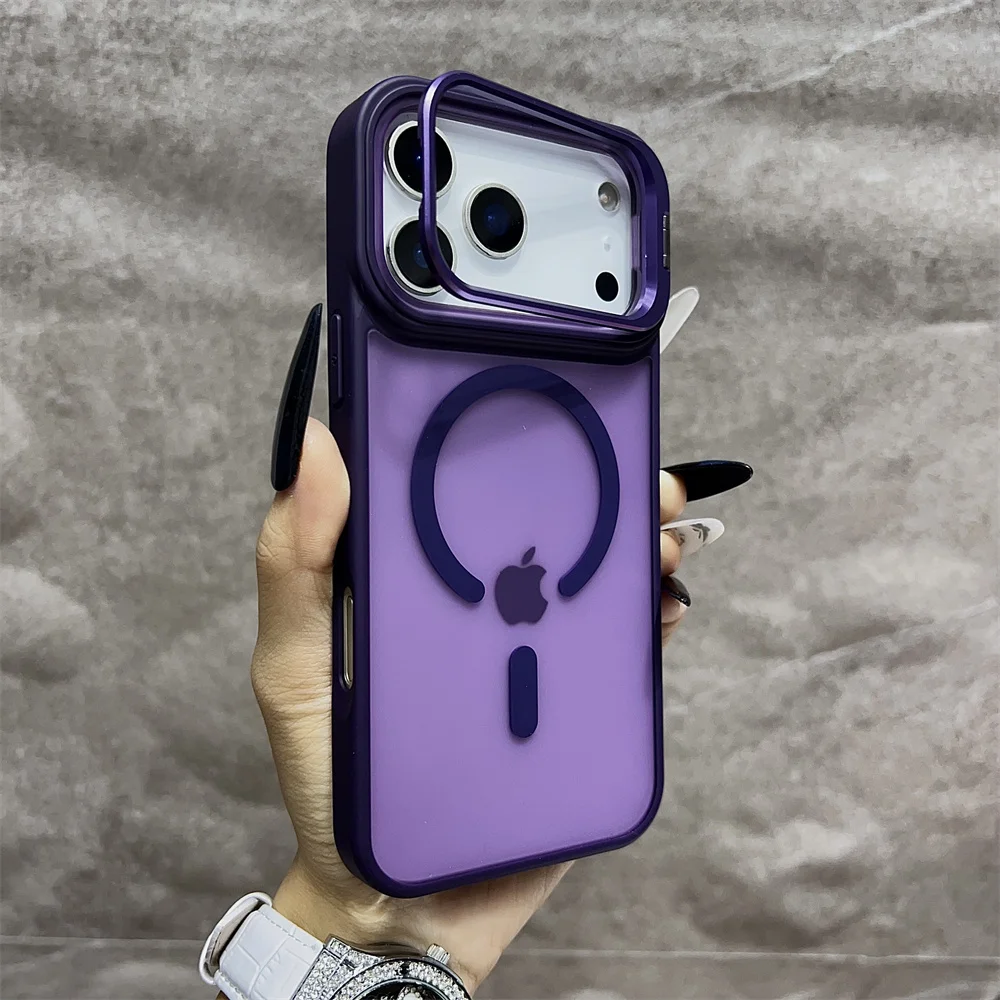 (iphone 12, Morado Oscuro) Funda Magnética Semitransparente Mate Para Iphone, Compatible Con Magsafe.