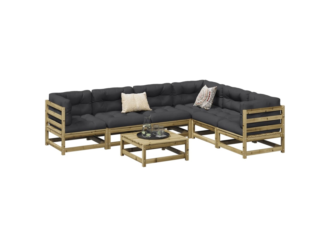 Conjunto de sofás de jardín de madera de pino impregnada Dkd Home Decor