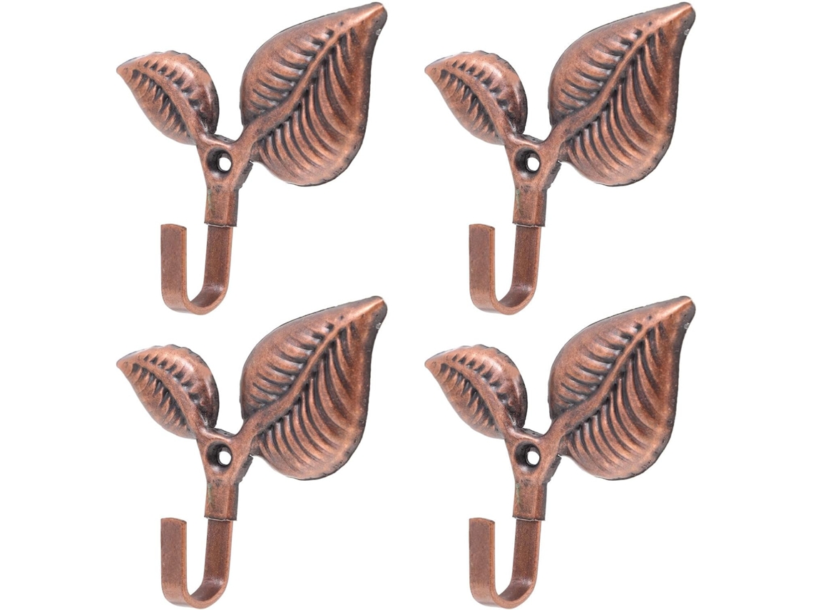 Juego 4 Ganchos Decorativos Rojos Pared Perchas Sencillas Abrigos Sombreros Versátiles Fáciles Instalar Hogar