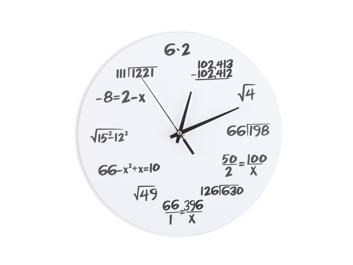 Reloj de pared (decoración 3D, fórmula matemática)