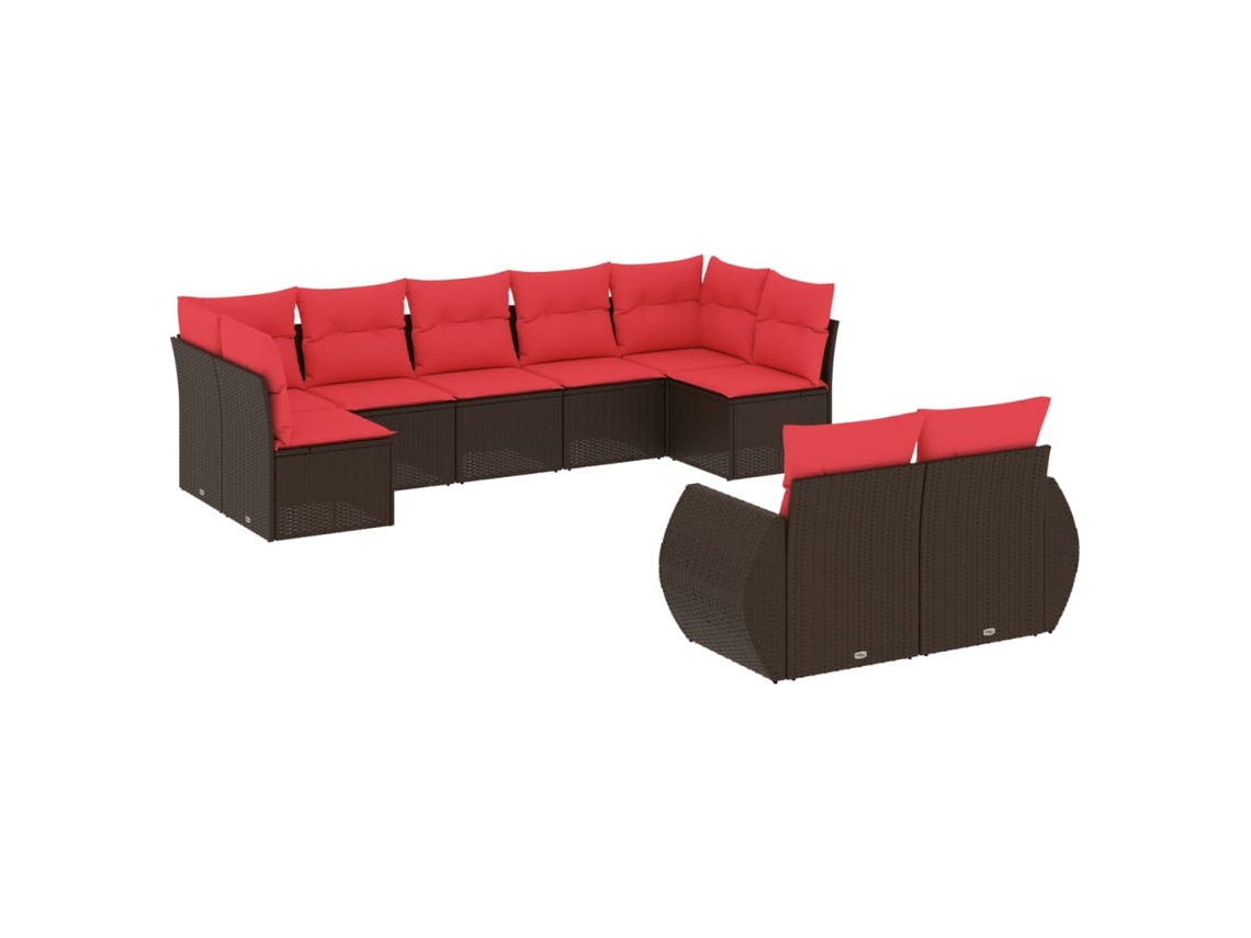 Maison Exclusive - Conjunto De Sofá De Jardín De 9 Piezas Con Cojines, De Poliratán Marrón