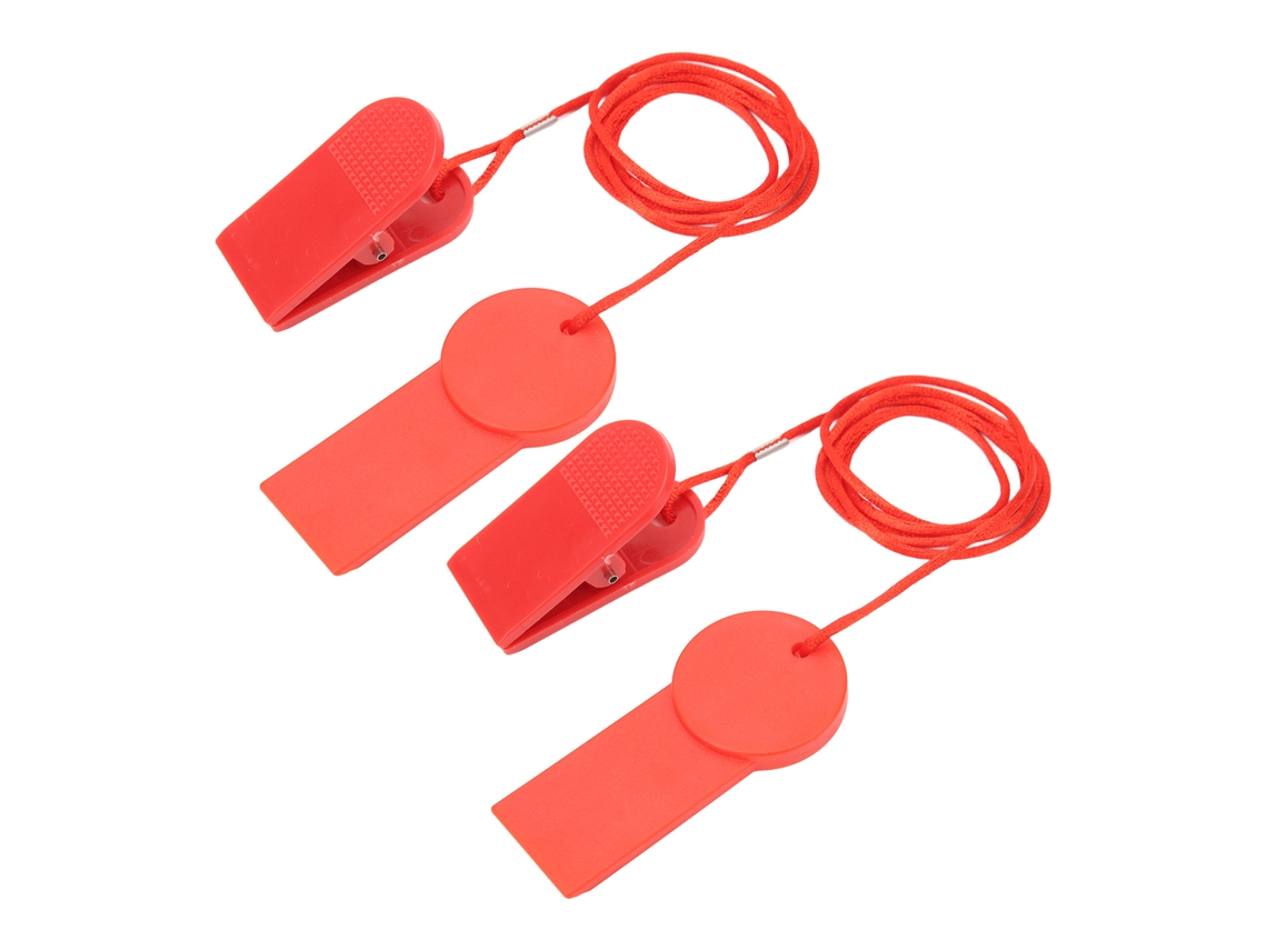 2 llaves de seguridad para cinta de correr eléctrica, interruptor de seguridad, cerradura de emergencia, clip rectangular reemplazable de 28 x 43, color rojo