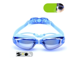 Gafas De Natación Hd Impermeables Y Antivaho Con Montura Grande Galvanizada Para Hombre Y Mujer - Azul