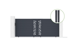 Puerta corredera 4m SUNNY H.160cm aluminio gris 2 postes 20x20cm H.190cm CASANOOV