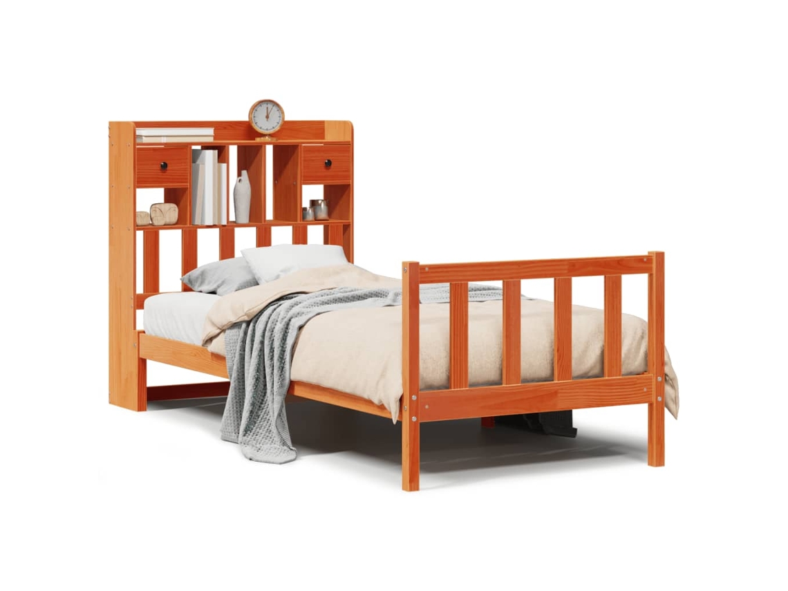 Maison Exclusive - Cama Con Estantería Sin Colchón Madera Maciza Marrón 100x200 Cm