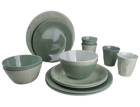 Bo-Camp Set de vajilla 16 piezas Mix & Match melamina verde