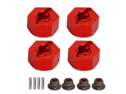 Cubos de rueda hexagonales Qukaim para coches RC Traxxas Slash 1/10, 4 pasadores, 4 tuercas, aluminio CNC, Redvayotoy