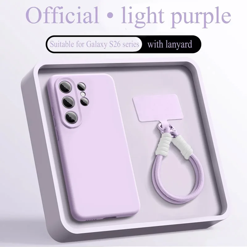 (morado Claro Samsung S24 Ultra) Funda De Silicona Líquida Con Cordón Para Samsung, Con Correa Para La Muñeca.
