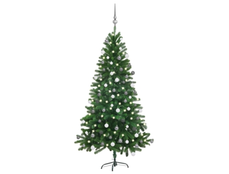 Árbol de Navidad VIDAXL preiluminado con luces y bolas verde (150 cm)