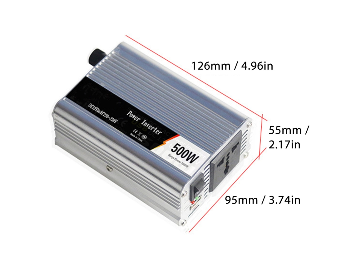 Inversor de corriente para coche 2026dz-500w de CC 12 V a CA 220-230 V con salida USB de onda sinusoidal pura de 5 V.