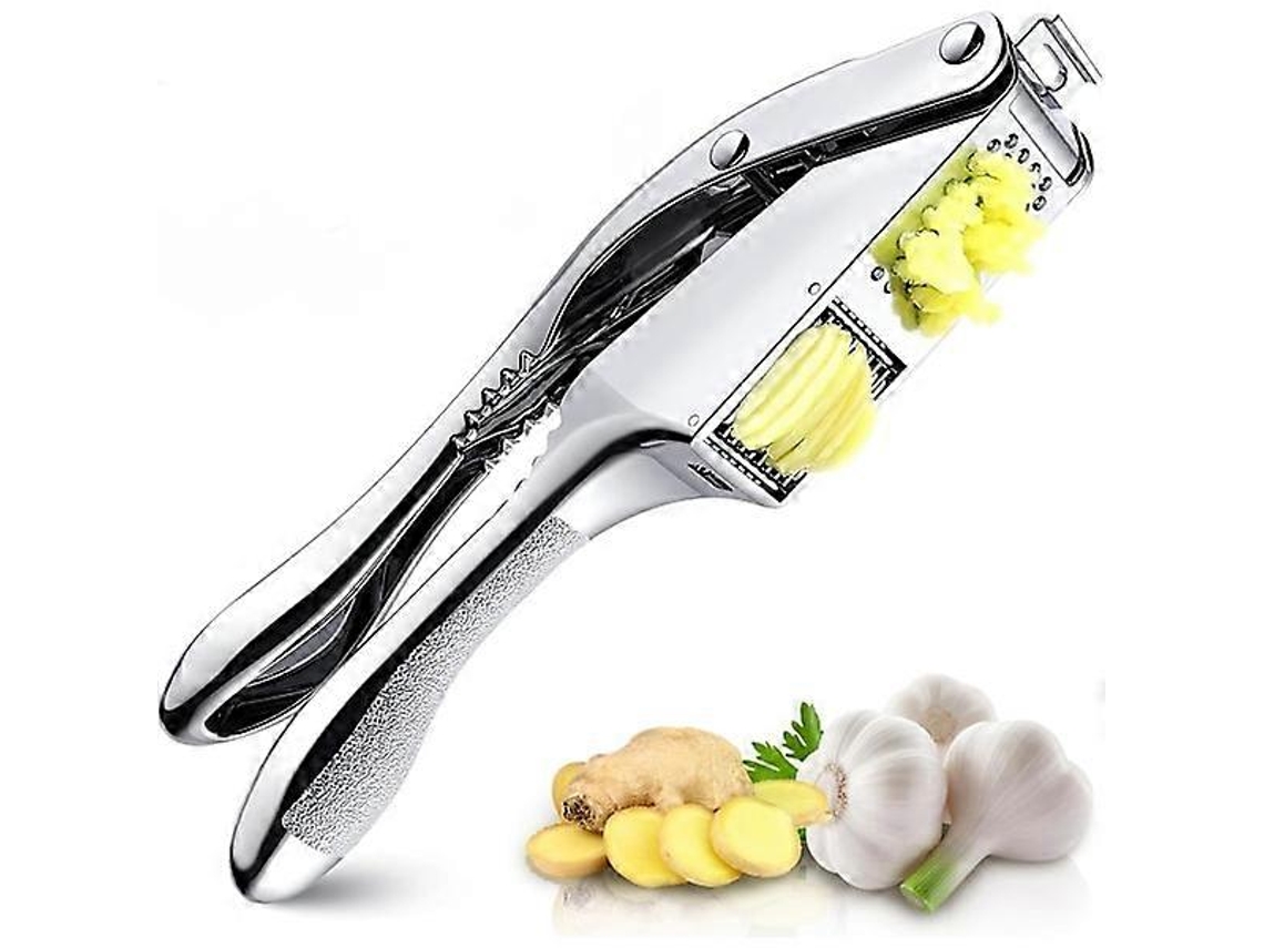 Prensa de ajos de acero inoxidable, prensa de ajos manual 3 en 1, prensa de ajos de cocina profesional con mango ergonómico. Rosewell