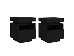 Conjunto de mesita de noche con luces LED 40x39x48,5 cm Negro MAISON EXCLUSIVE