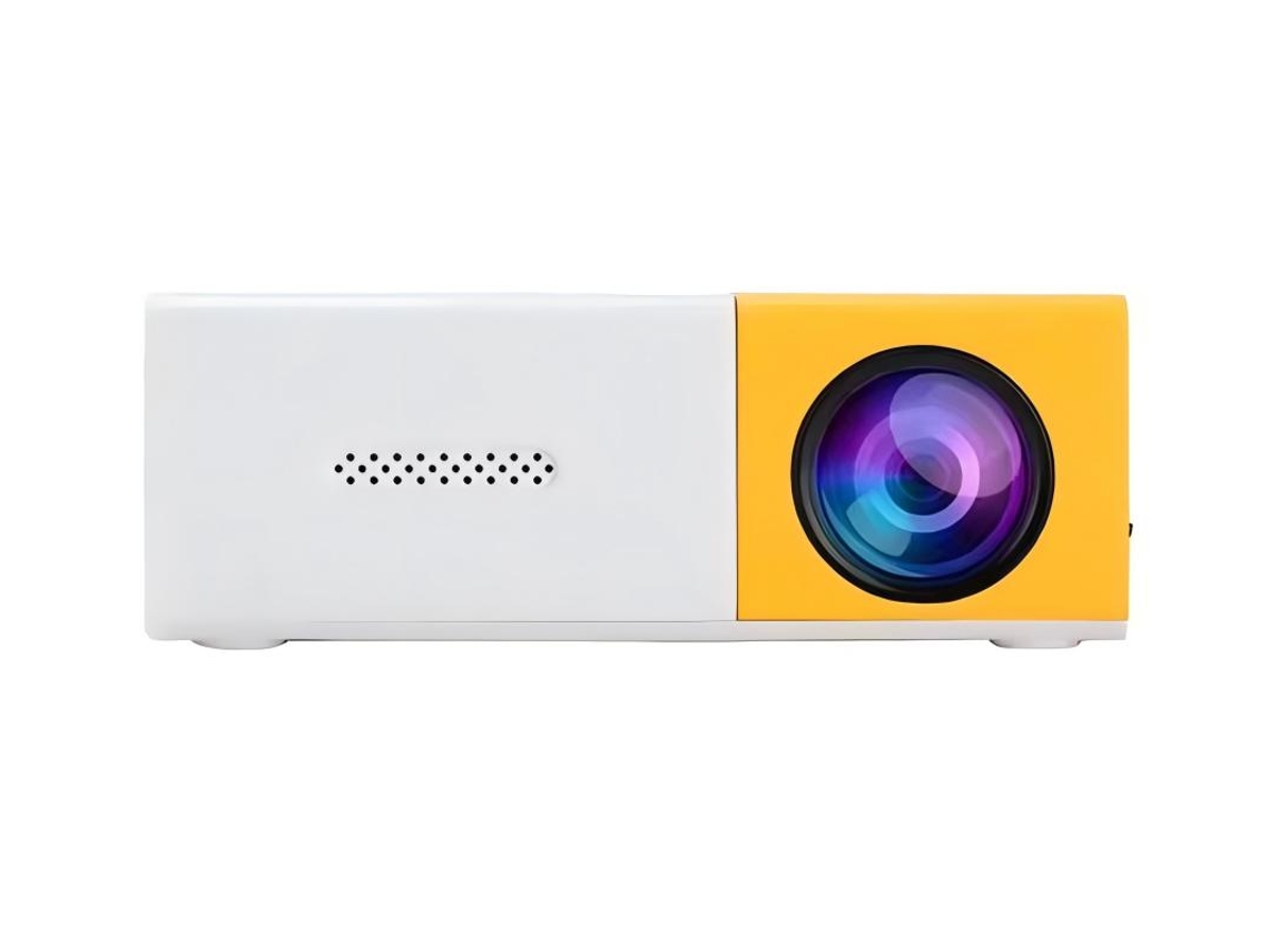 Proyector LED portátil, tamaño 20 x 60, distancia de proyección de 0,8 a 1,6 m, compatible con Fire TV, iPad y teléfonos móviles, batería externa para camping y viajes, amarillo, Uuzeit Shop