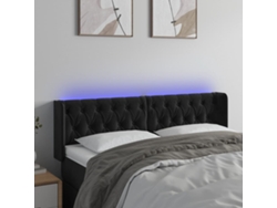 Cabecero Con Led De Terciopelo Negro 163x16x78/88 Cm